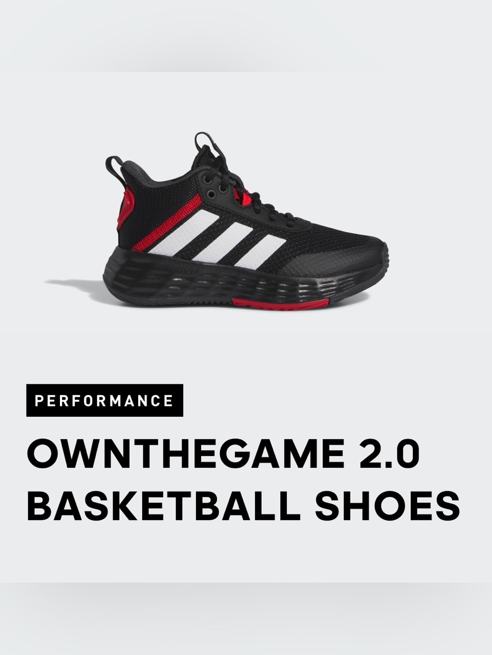 adidas Kids Size 6: Black White Red High-Top Basketball Sneakers